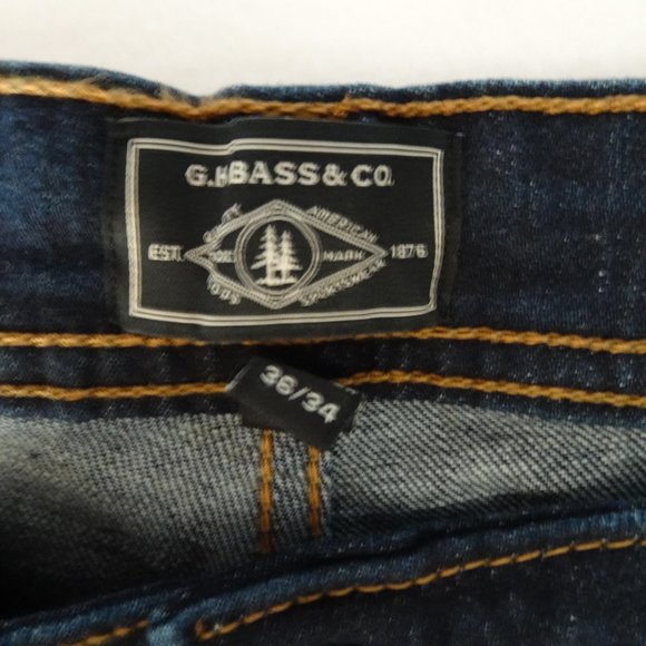GH Bass Men's Jeans Size 36x34 Blue Denim Straight Fit 5 Pocket Stretch - Picture 5 of 7
